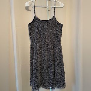 Navy blue and white spotted dress